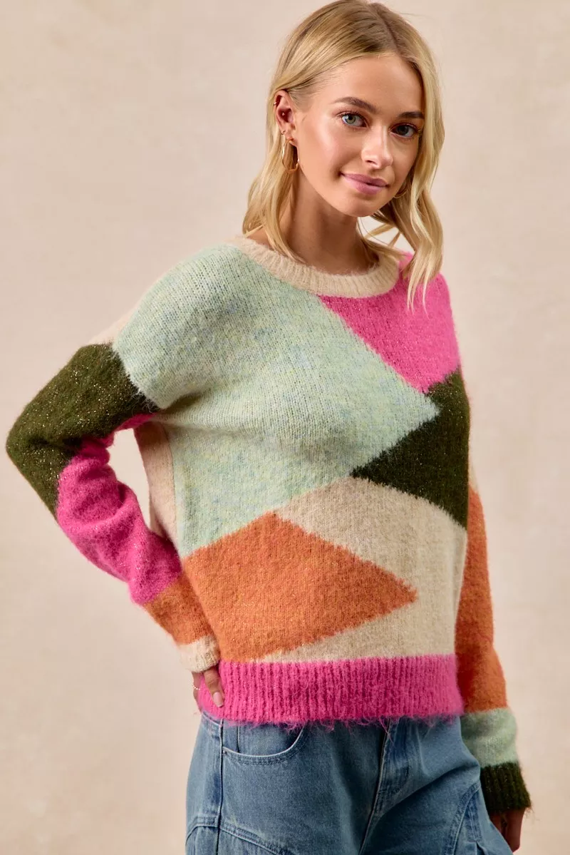 BiBi Multi Color Block Sweater Top - Image 10