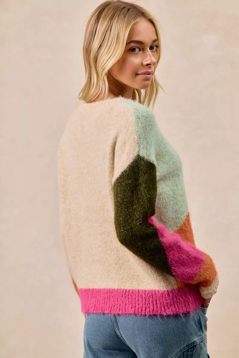 BiBi Multi Color Block Sweater Top - Image 11