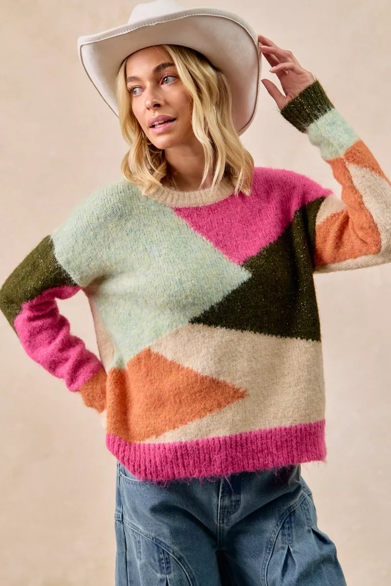 BiBi Multi Color Block Sweater Top - Image 5