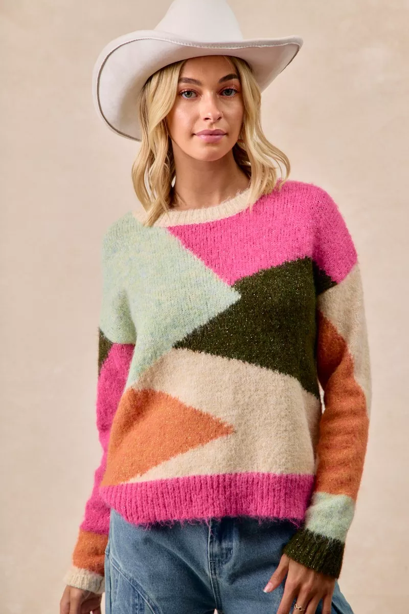 BiBi Multi Color Block Sweater Top - Image 6