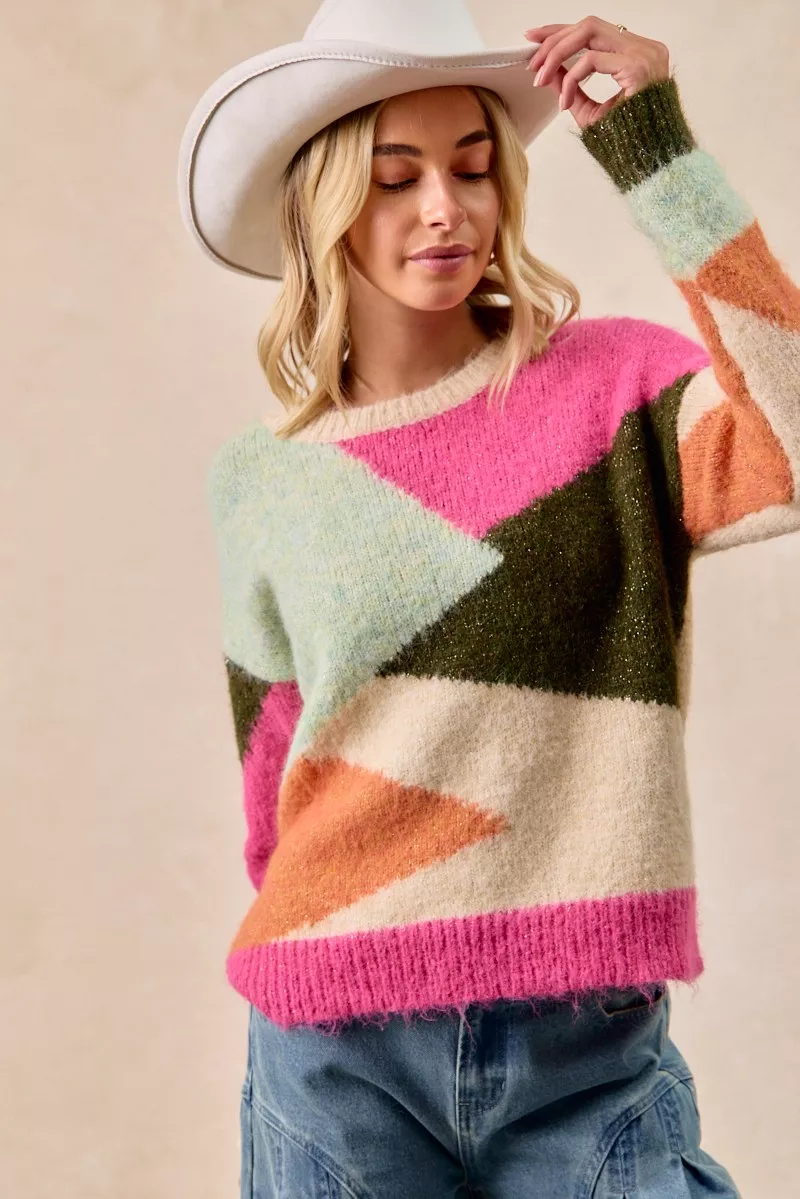 BiBi Multi Color Block Sweater Top - Image 8