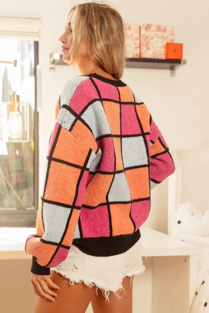 BiBi Multi Color Checker Pattern Sweater - Image 14