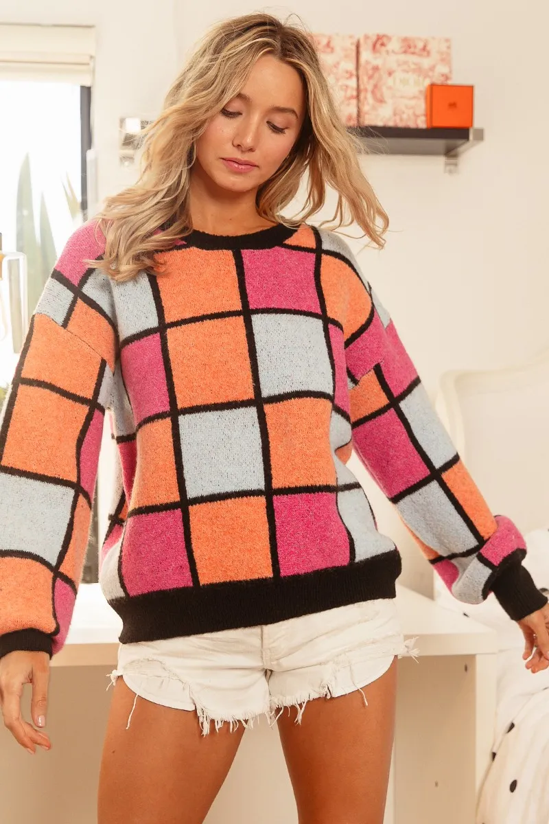 BiBi Multi Color Checker Pattern Sweater - Image 6