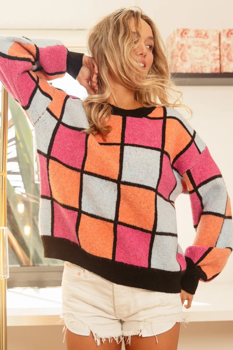 BiBi Multi Color Checker Pattern Sweater - Image 7