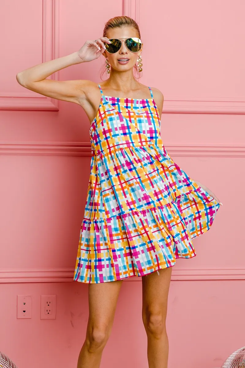 BiBi Multi Colors Plaid Sleeveless Sun Dress - Image 15