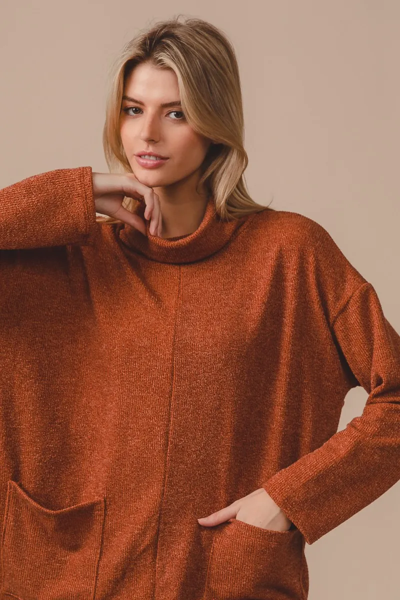 BiBi Piper Rib Double Pocket Turtle Neck Sweater - Image 6