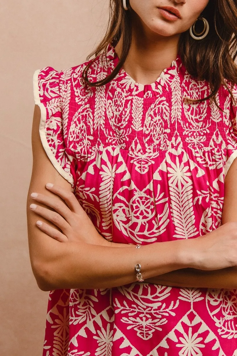BiBi Printed Ruffle Sleeve Top - Image 7