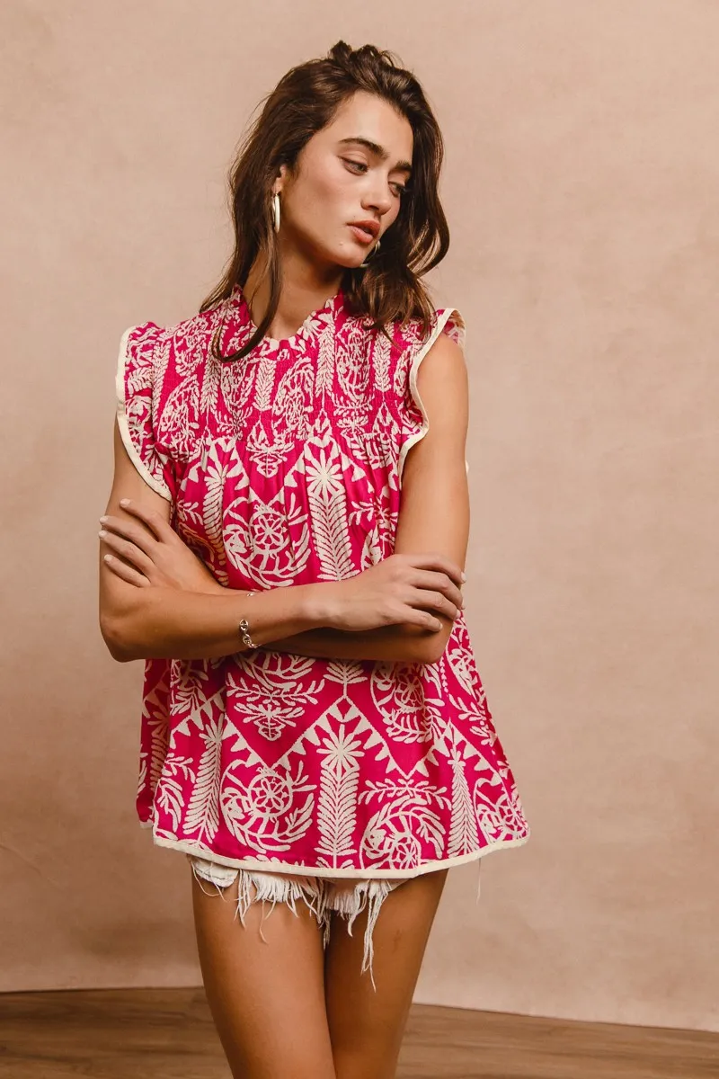 BiBi Printed Ruffle Sleeve Top - Image 9