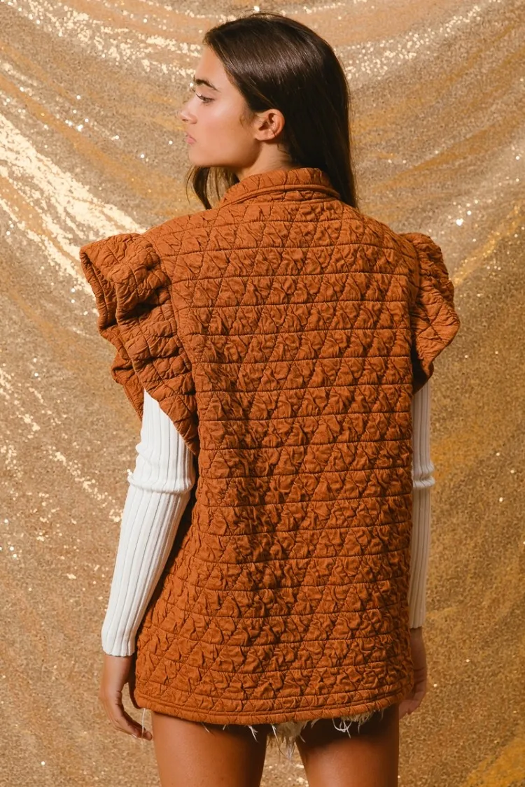 BiBi Quilting Knit Ruffle Sleeve Vest - Image 10