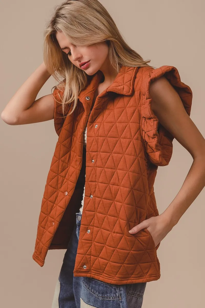 BiBi Quilting Knit Ruffle Sleeve Vest - Image 8