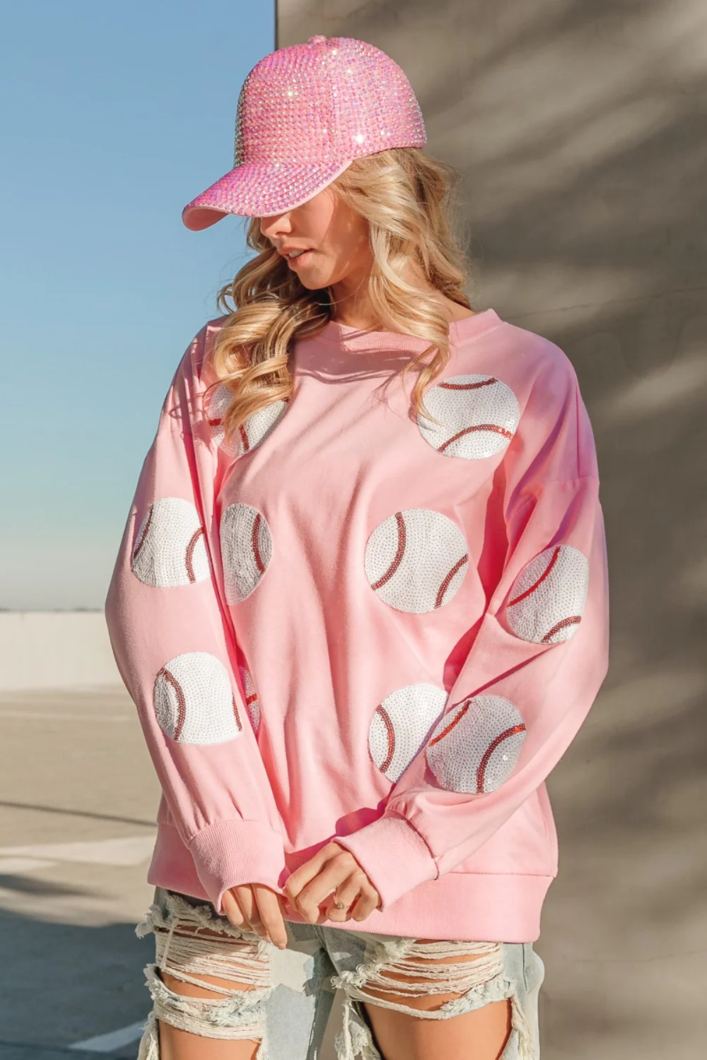 BiBi Sequin Baseball Patches French Terry Sweatshirt - Image 3