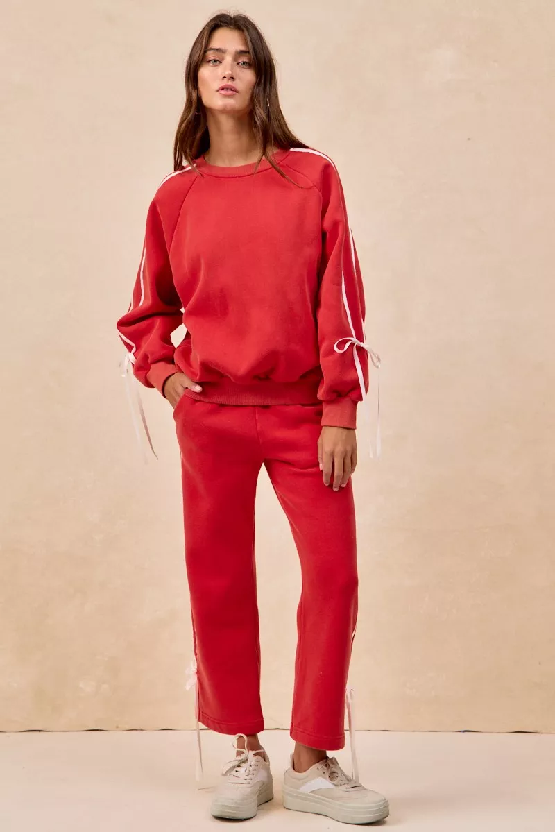 BiBi Side Lined Bow Details Fleece Sweatpants - Image 11