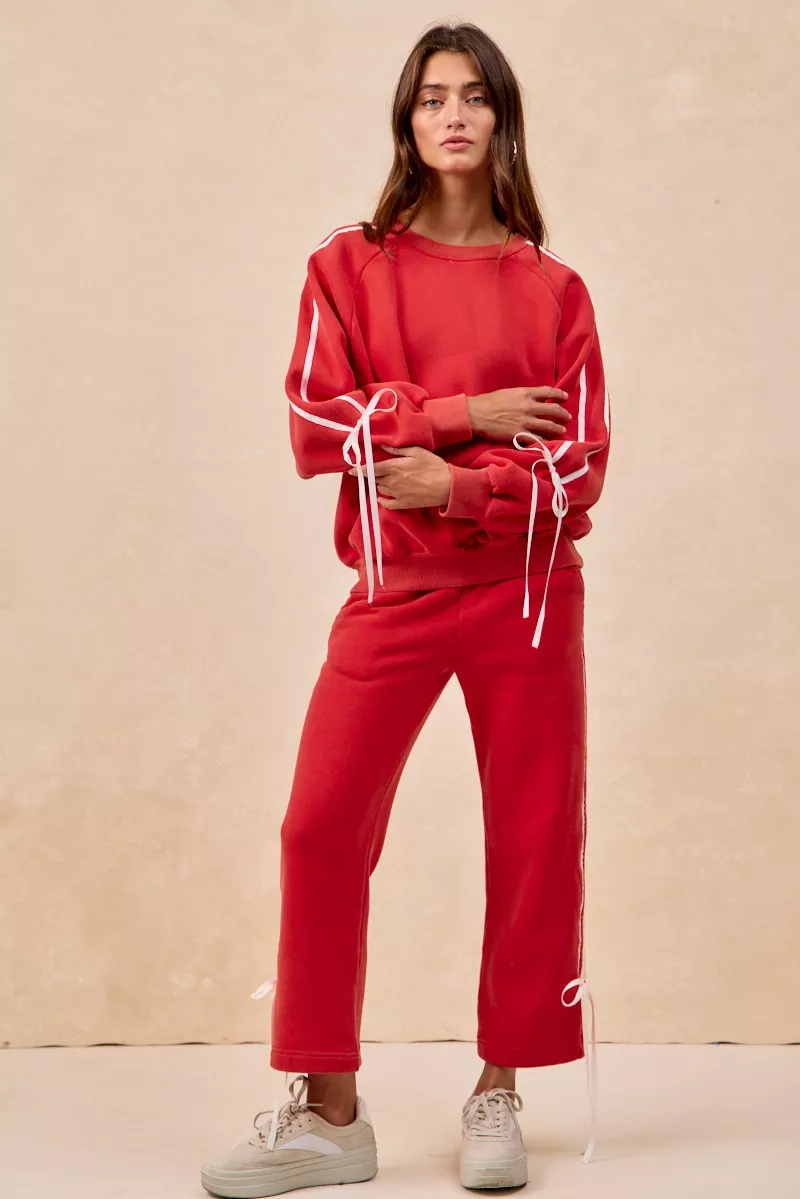 BiBi Side Lined Bow Details Fleece Sweatpants - Image 12