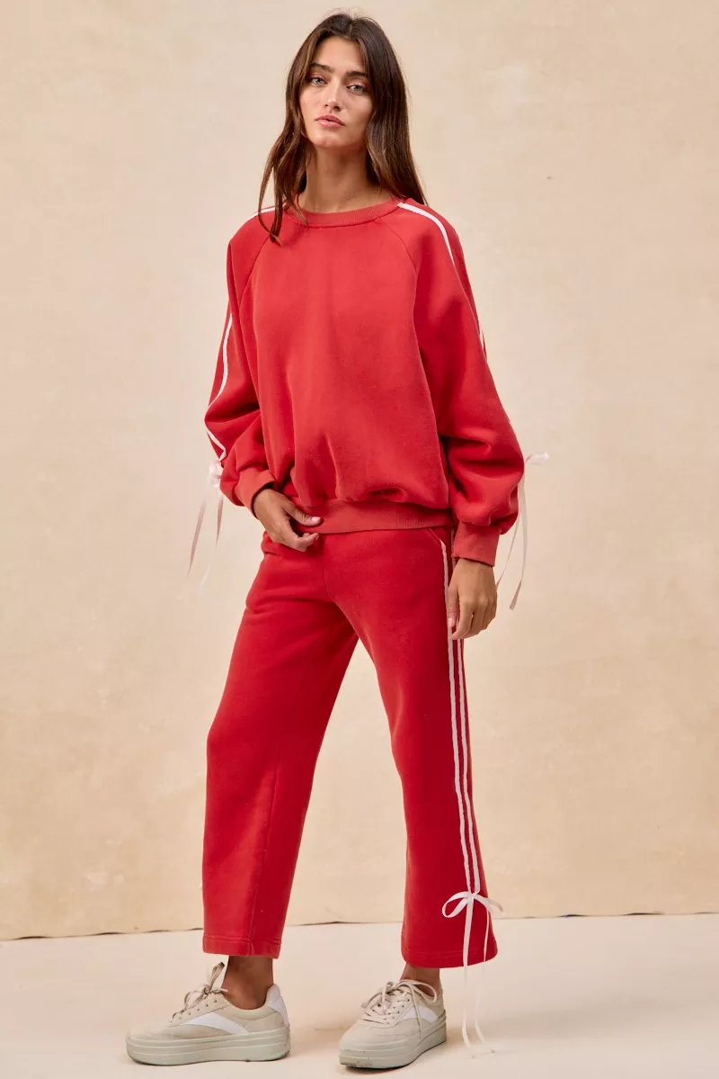 BiBi Side Lined Bow Details Fleece Sweatpants - Image 7