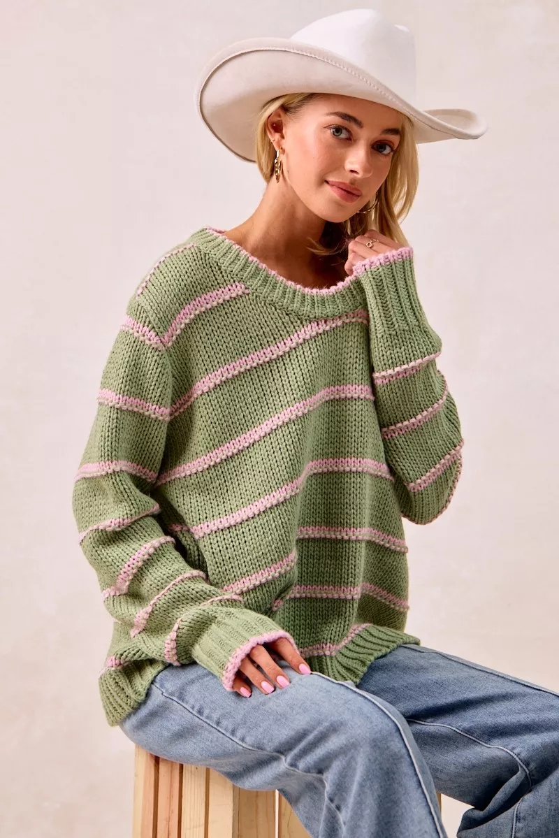BiBi Striped Long Sleeve Sweater - Image 13