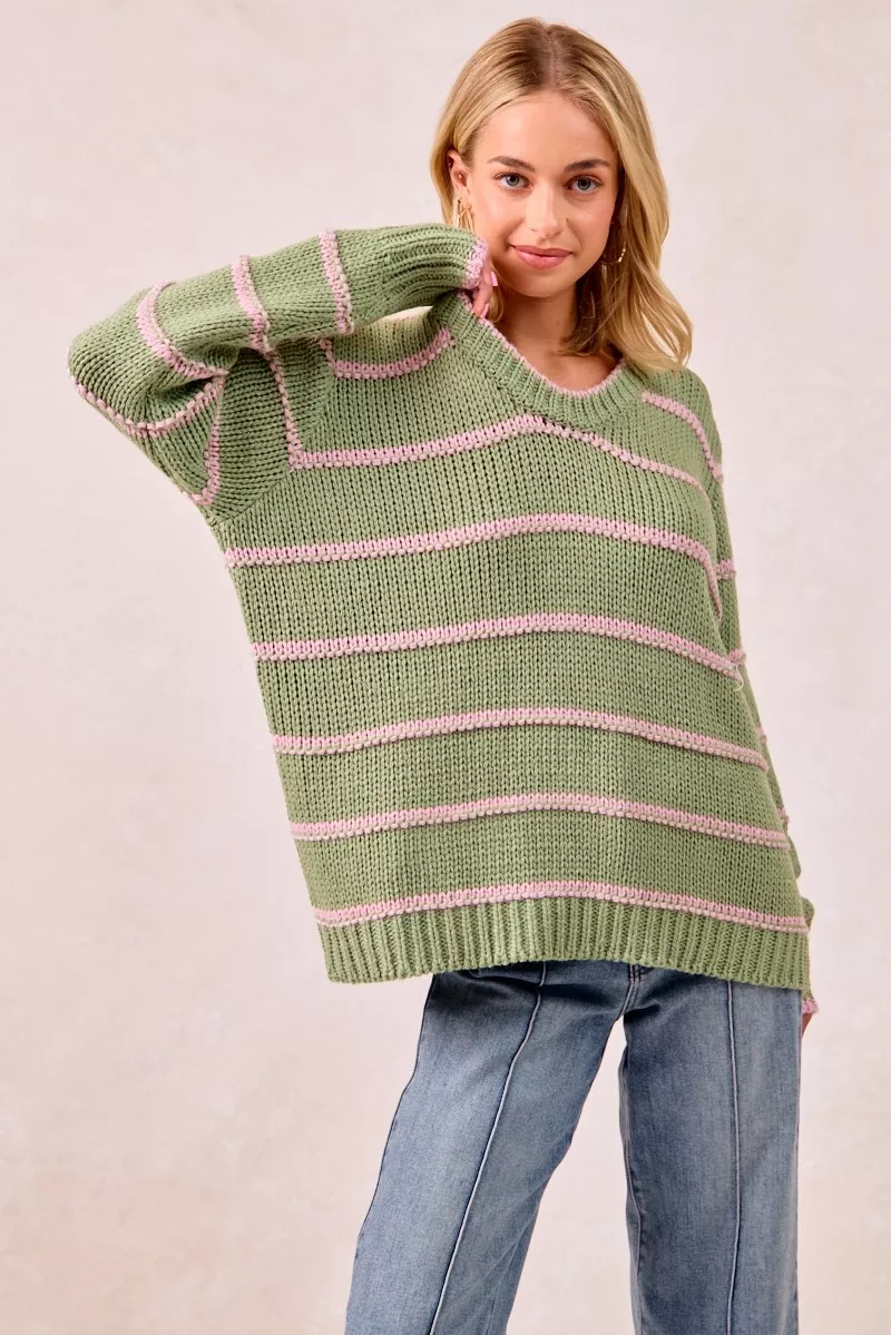BiBi Striped Long Sleeve Sweater - Image 3