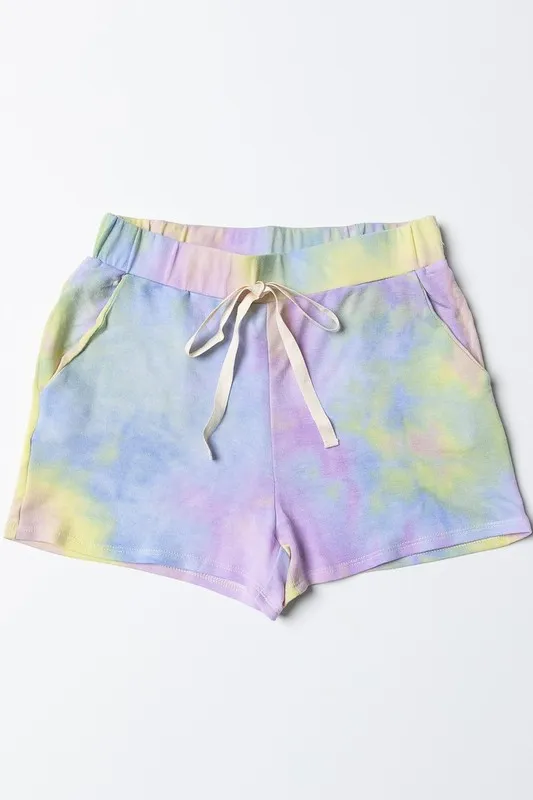 BiBi Tie Dye French Terry Casual Shorts with Twill Tape - Image 12