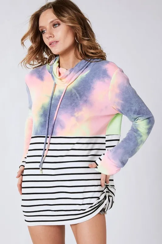BiBi Tie Dye French Terry Cowl Neck Top - Image 10