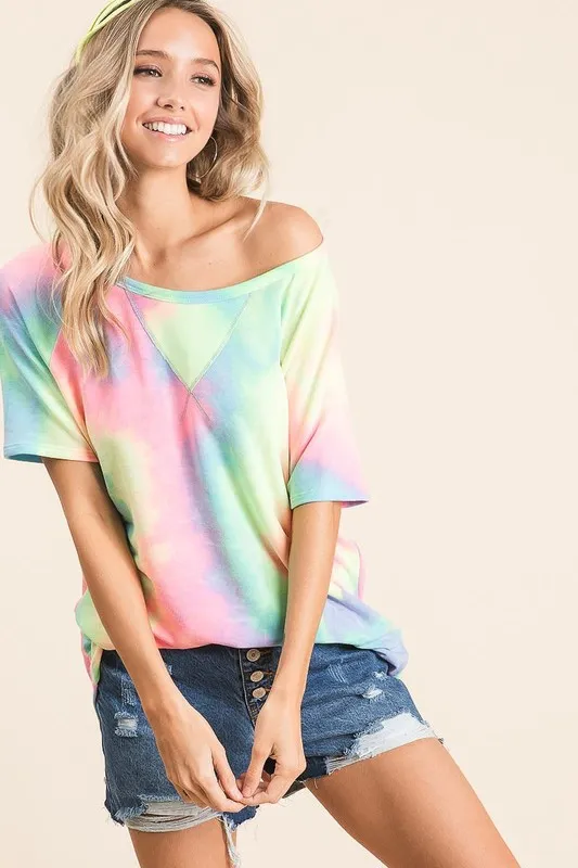 BiBi Tie Dye French Terry Print Top - Image 5