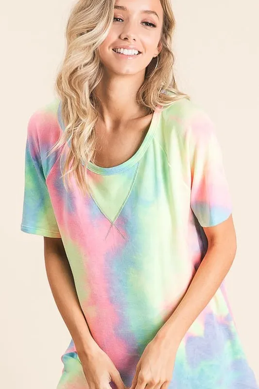 BiBi Tie Dye French Terry Print Top - Image 9