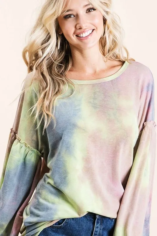 BiBi Tie Dye French Terry Sweatshirt With Bubble Sleeves - Image 6