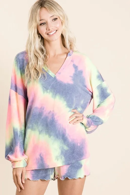 BiBi Tie Dye French Terry Top With Balloon Sleeves - Image 2