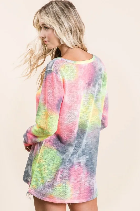 BiBi Tie Dye Print Low Gauge Knit Top - Image 11