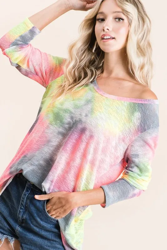 BiBi Tie Dye Print Low Gauge Knit Top - Image 12