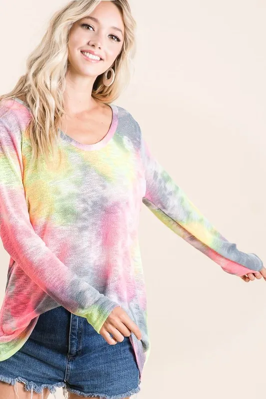 BiBi Tie Dye Print Low Gauge Knit Top - Image 8