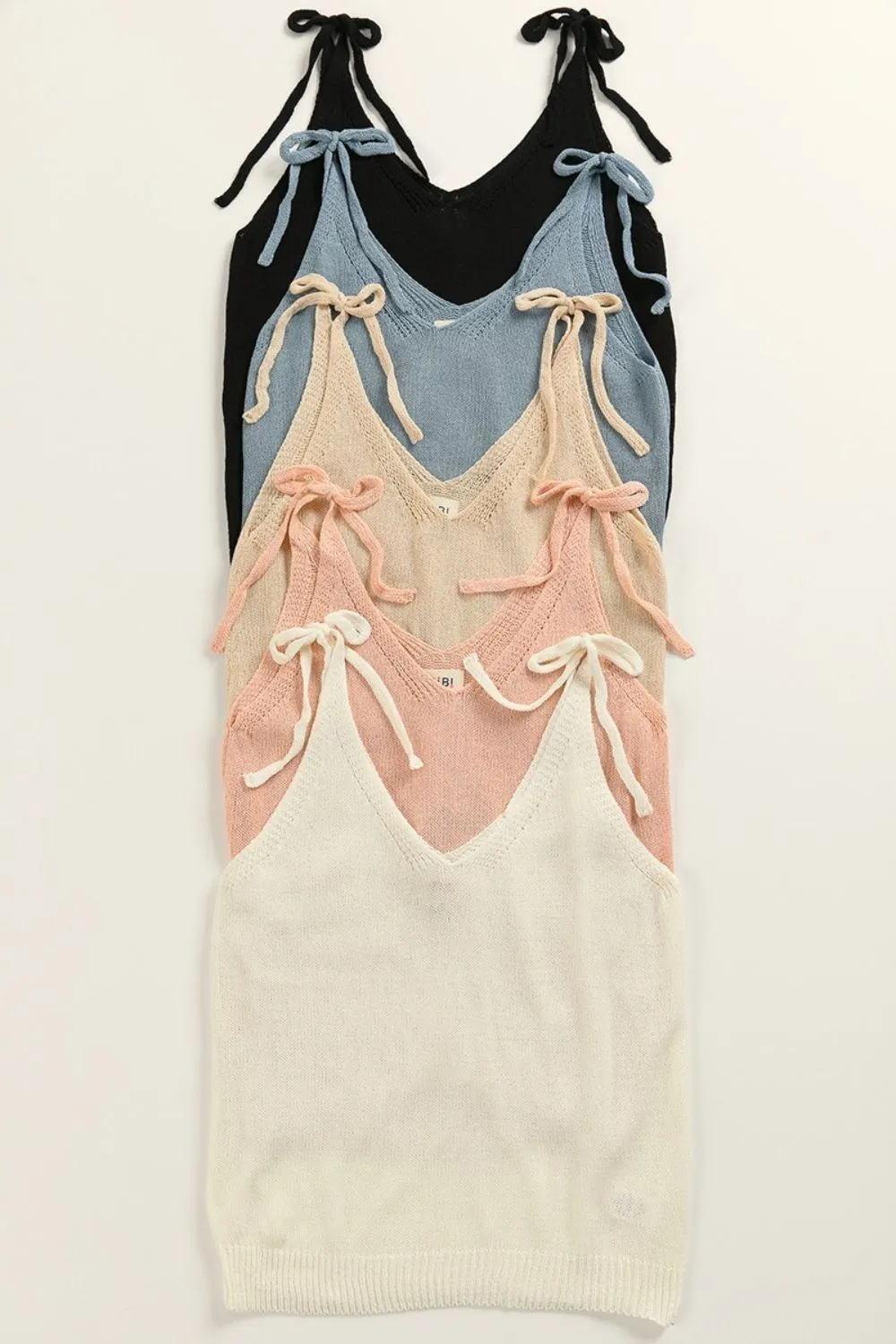 BiBi Tied Shoulder Solid Knit Top - Image 2