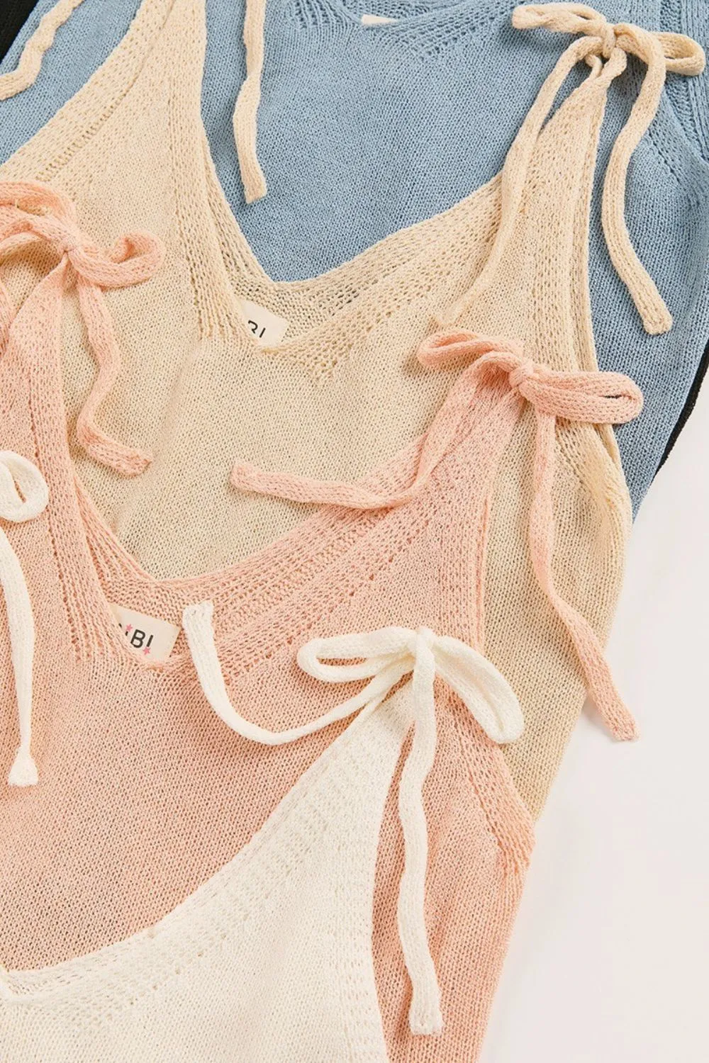 BiBi Tied Shoulder Solid Knit Top - Image 3