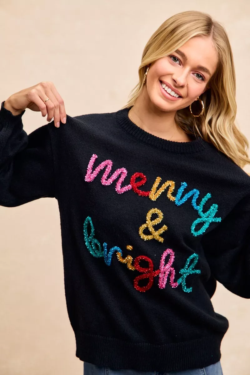BiBi Tinsel Lettering Christmas Sweater - Image 20