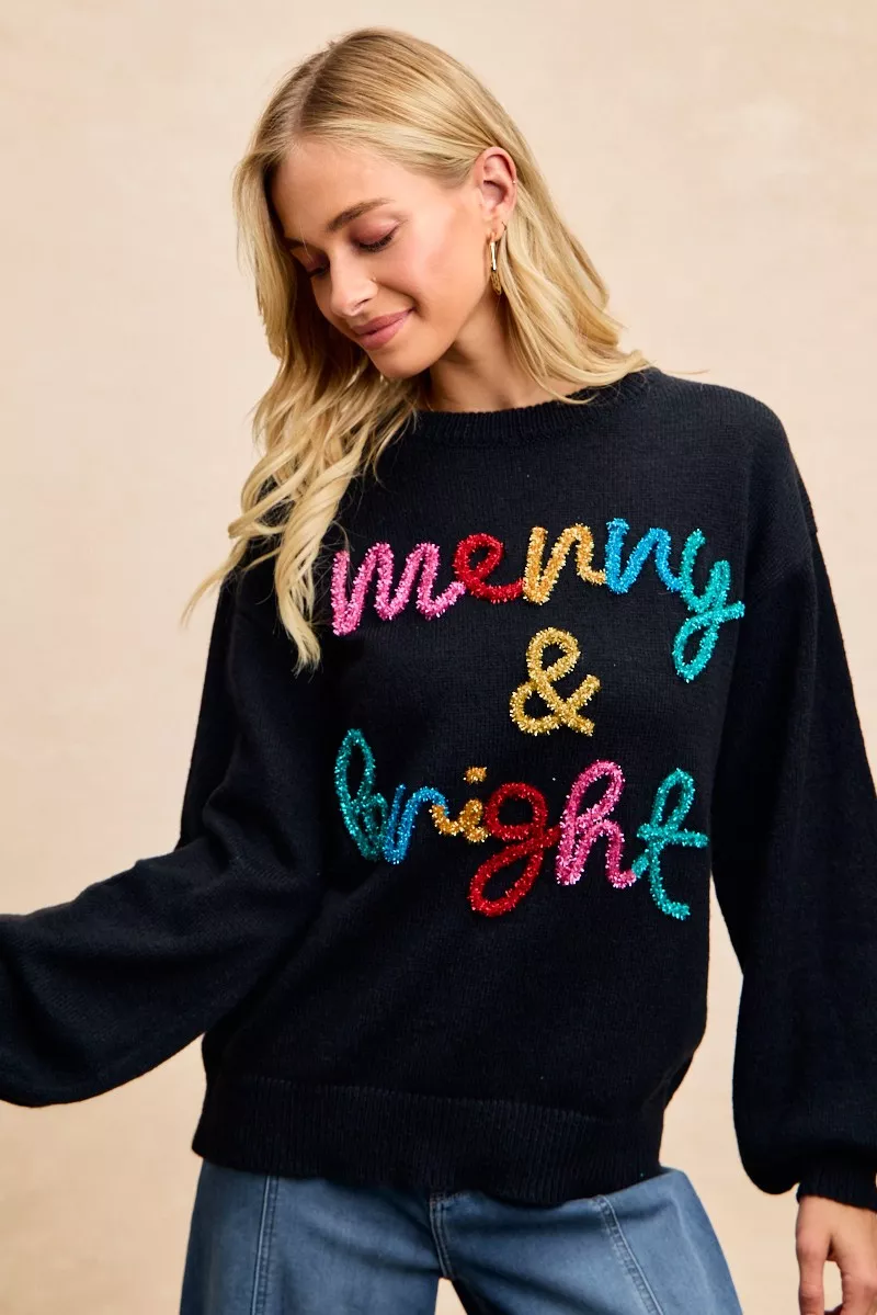 BiBi Tinsel Lettering Christmas Sweater - Image 7