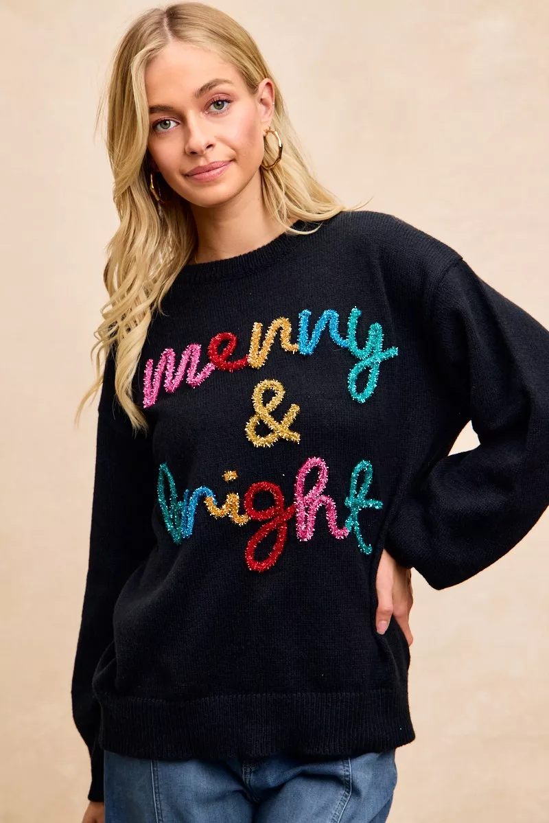 BiBi Tinsel Lettering Christmas Sweater - Image 9