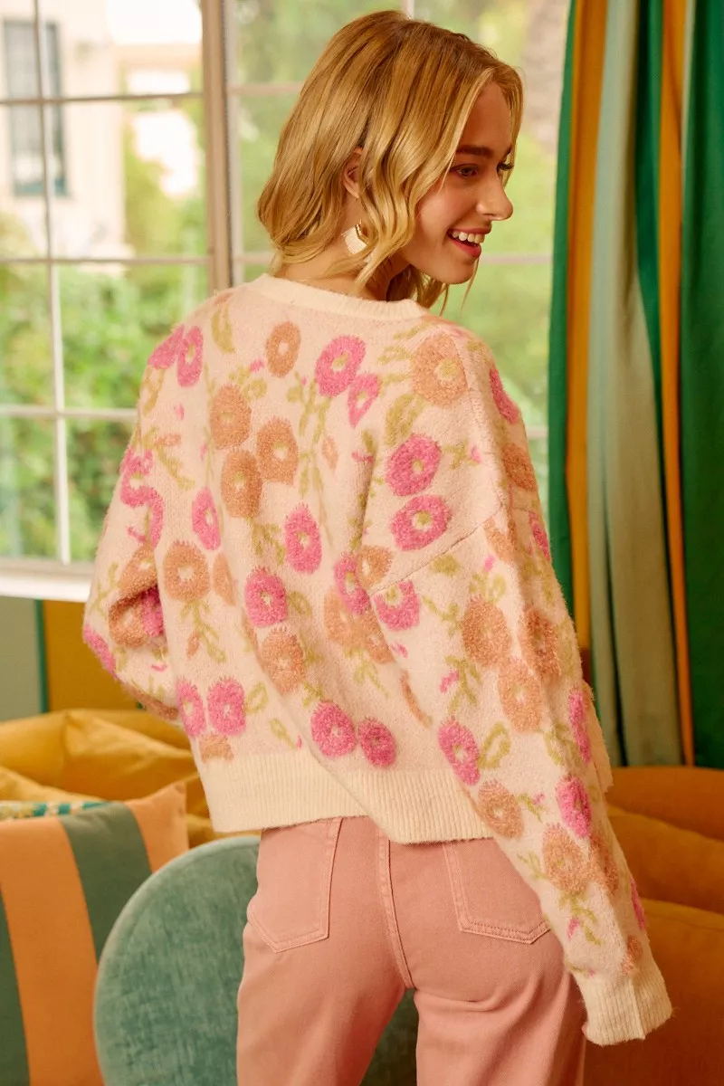 BiBi Towel Texture Floral Pattern Sweater - Image 13