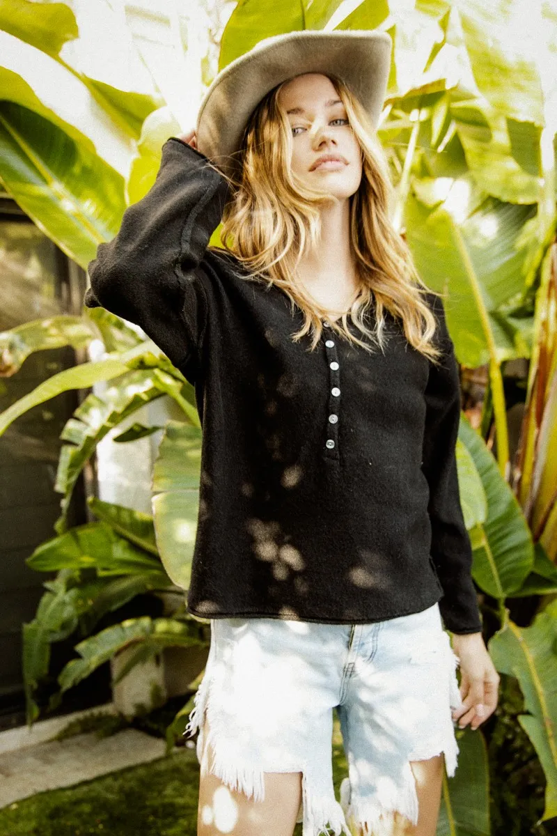 BiBi V Neck Sweater Top With Button Details - Image 4