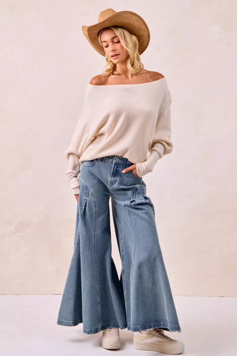 BiBi Waffle Knit Off Shoulder Top - Image 12