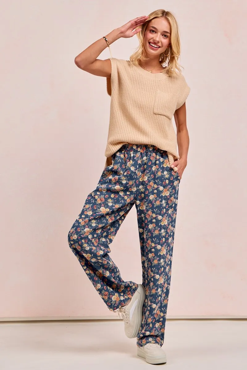 BiBi Washed Floral Print Wide Leg Jeans - Image 2