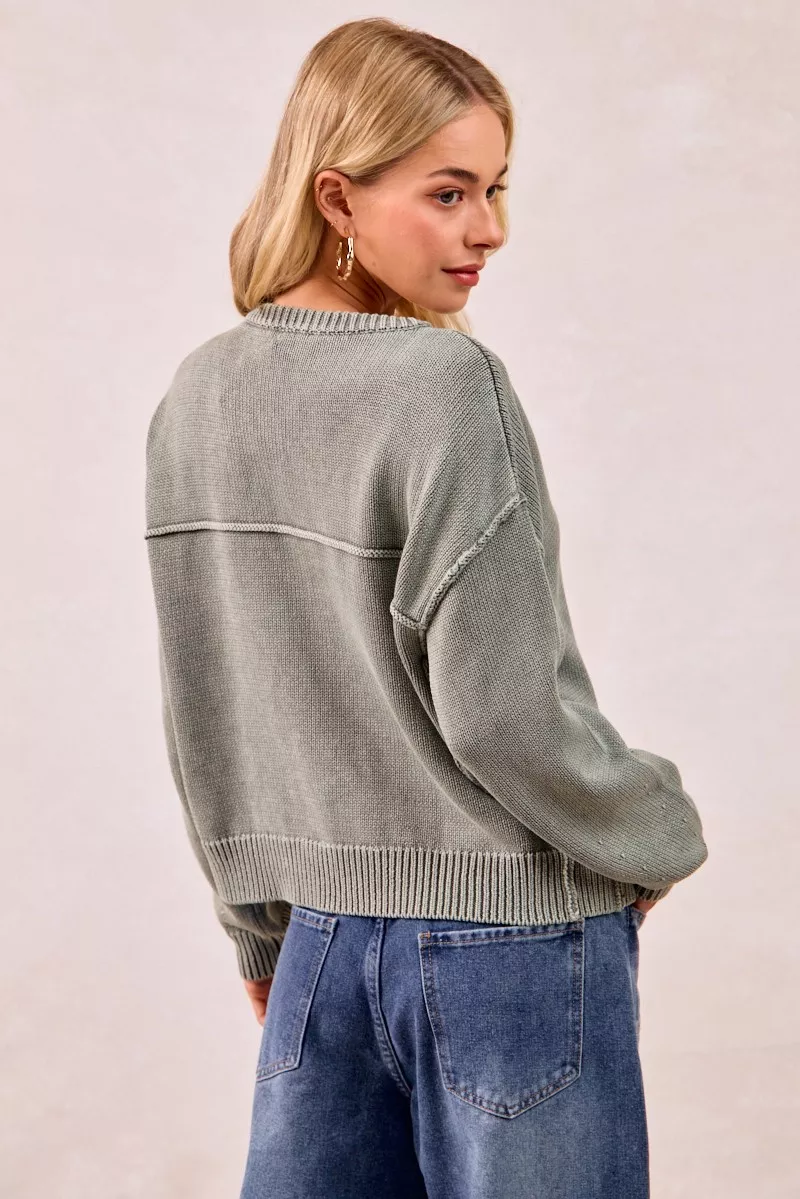 BiBi Washed Sweater V Neck Cardigan - Image 11