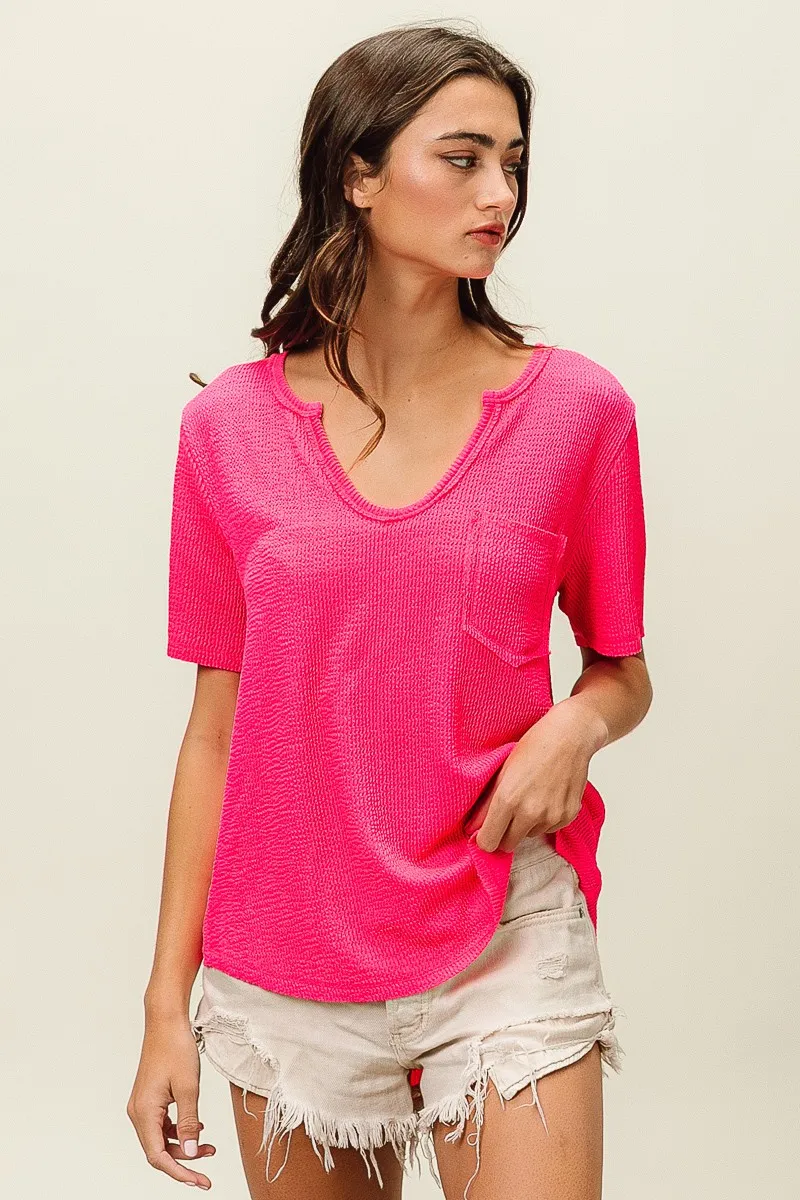 BiBi Waved Rib U Neck Top With Front Pocket - Image 18