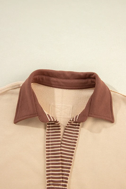Black Striped Patchwork Collar Sweatshirt - Image 17