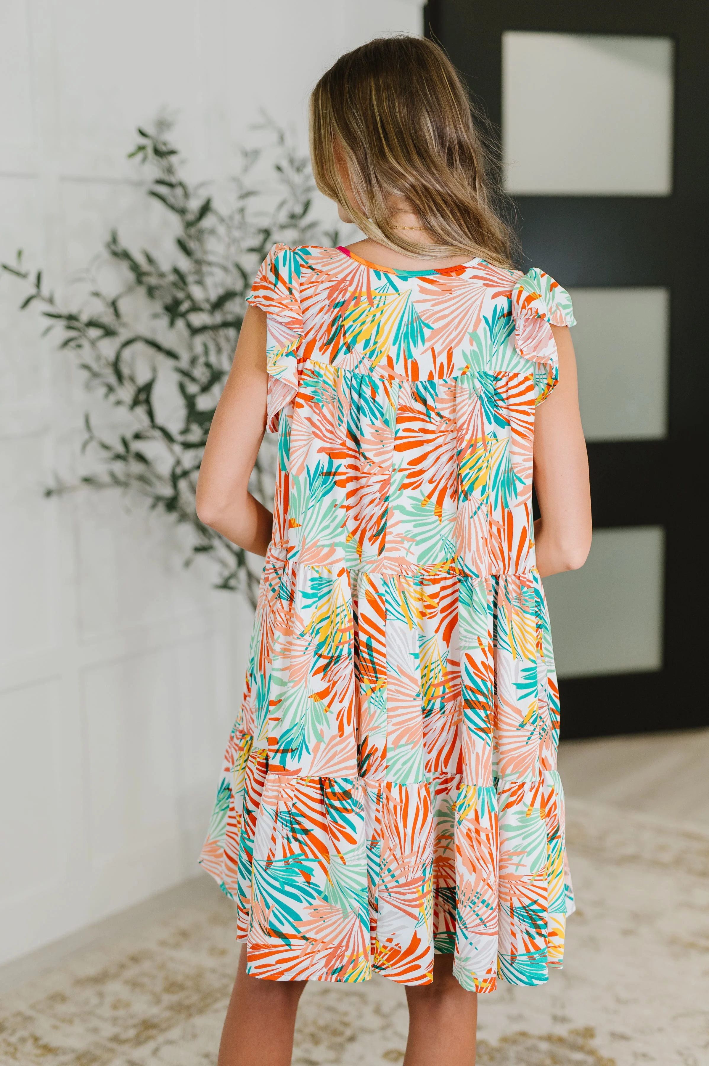 Bless Your Love Tiered Dress in Ivory, Orange and Mint - Image 5
