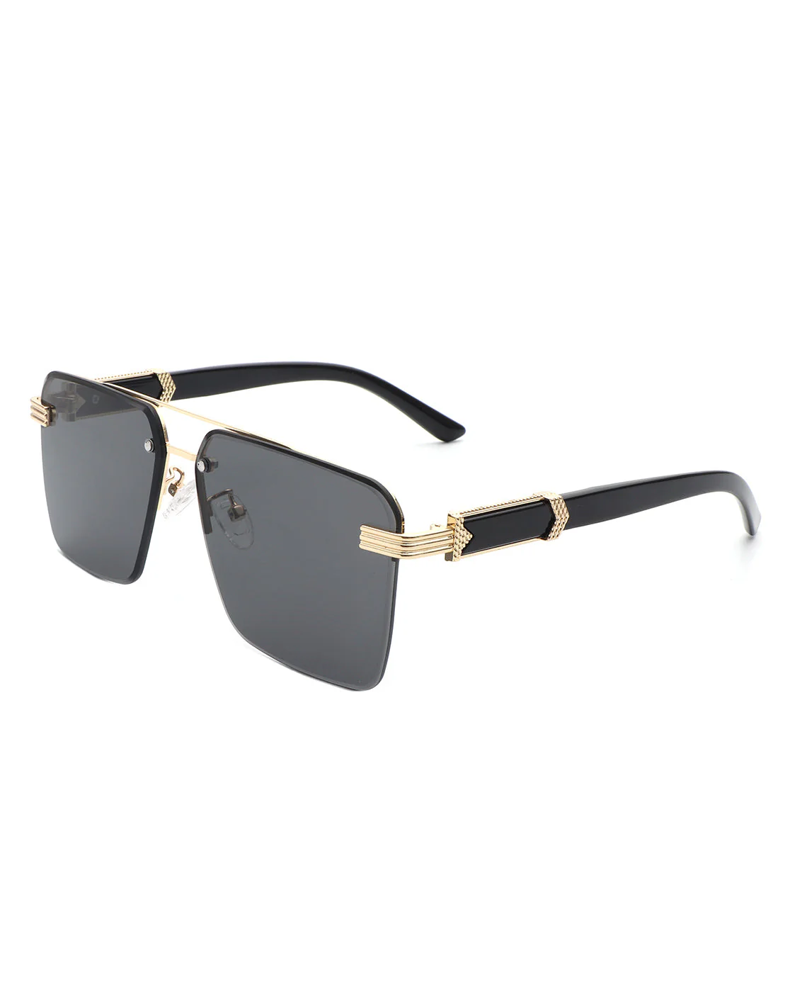 Blip - Retro Tinted Rimless Brow-Bar Fashion Square Sunglasses - Image 3
