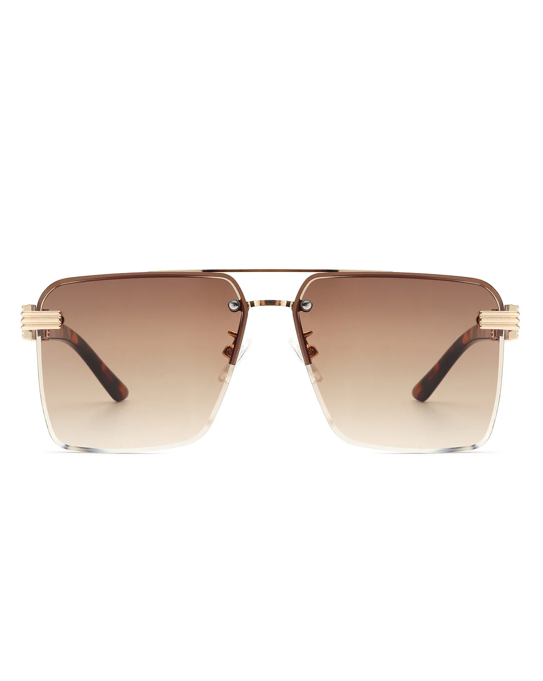 Blip - Retro Tinted Rimless Brow-Bar Fashion Square Sunglasses - Image 4