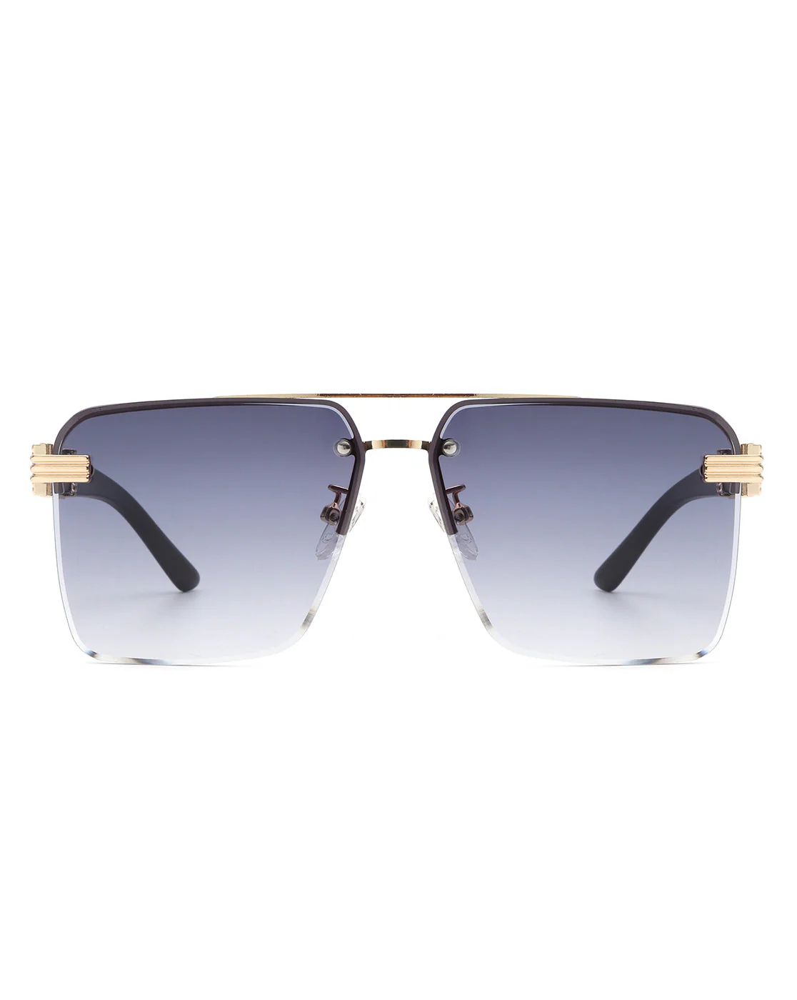 Blip - Retro Tinted Rimless Brow-Bar Fashion Square Sunglasses - Image 5