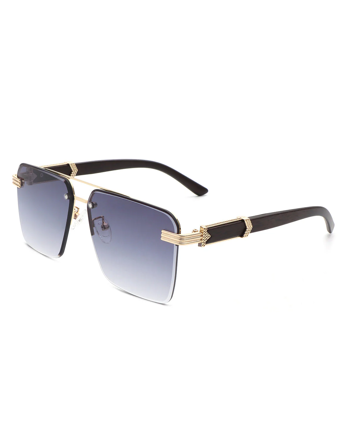 Blip - Retro Tinted Rimless Brow-Bar Fashion Square Sunglasses - Image 6