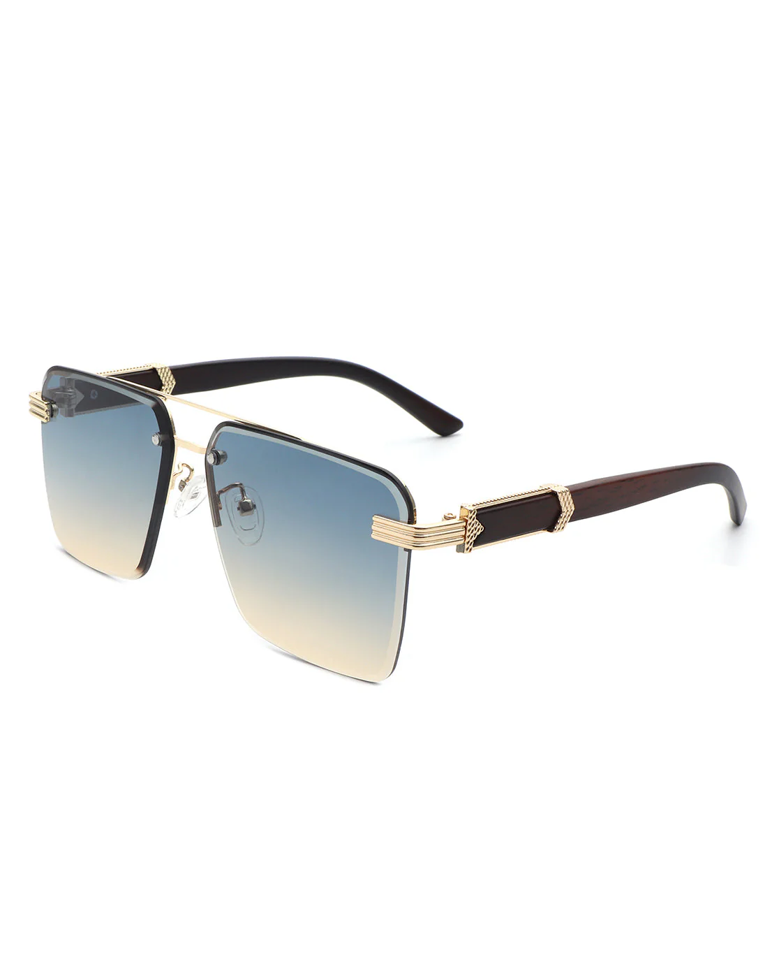 Blip - Retro Tinted Rimless Brow-Bar Fashion Square Sunglasses - Image 8