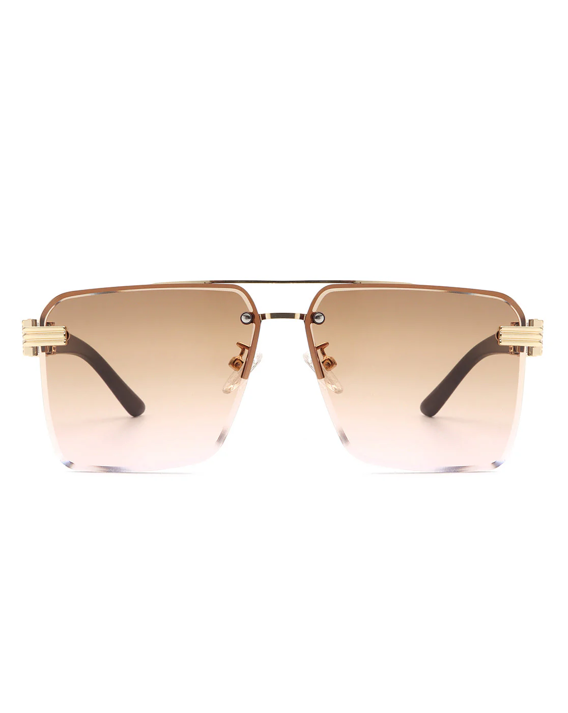Blip - Retro Tinted Rimless Brow-Bar Fashion Square Sunglasses - Image 9