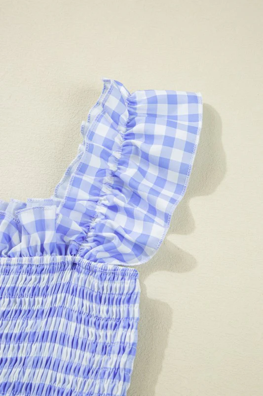 Blue Gingham plaid check maxi dress - Image 10