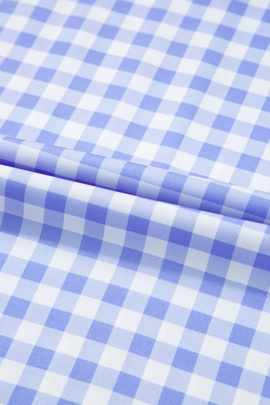 Blue Gingham plaid check maxi dress - Image 11